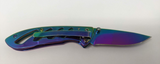 RedHead Rainbow Folding Pocket Knife Plain Edge Blade w/Belt Clip Tactical