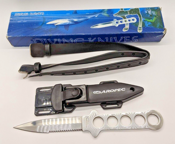 Aropec Diving Integral Stainless Steel Knife With Original Box & Sheath