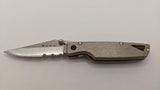 Buck Knife USA 2002 Partially Serrated Blade Clip Point Silver Pocket Knife