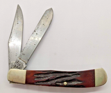 Bear & Son Carbon 4th Generation Red Stag Bone Large Trapper Folding Pocket Knif