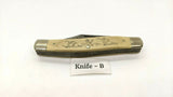 Vintage Schrade SC505 Scrimshaw Duck Scene Stockman Folding Pocket Knife 3 Blade