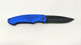 Schwarzwolf Outdoor Folding Pocket Knife Plain Edge Liner Lock Aluminum Blue