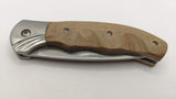 G+W 440C Stainless Steel Folding Pocket Knife Drop Point Plain Blade Wood Handle