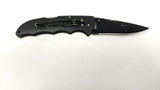 Frost Cutlery USA All Black Folding Pocket Knife Lockback Plain Edge Nylon Fiber