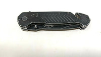 Sheffield Rescue Moab Folding Pocket Knife Liner Lock Combo Edge Stainless Black