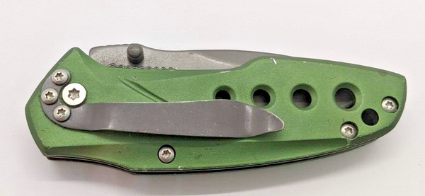 Cabela's Plain Edge Liner Lock Olive Green Aluminum Scale