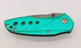 Cabela's Plain Edge Liner Lock "Teal Green" Aluminum Scale Folding Pocket Knife