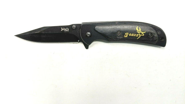 Jade's Cutlery Folding Pocket Knife Plain Edge Liner Lock Wood & Brass Bolsters