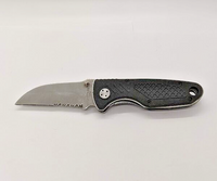 Unbranded Drop Point Combination Blade Liner Lock Black Folding Pocket Knife