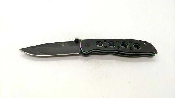 Appalachian Trail Folding Pocket Knife Plain Edge Liner Black Aluminum Handle