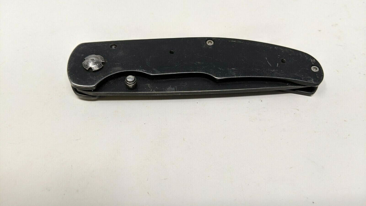 Maxam Stainless Steel Folding Pocket Knife Black Frame Lock Plain Trai ...