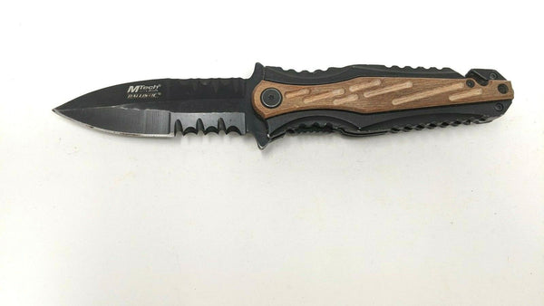 Mtech USA Ballistic MT-A943 Folding Pocket Knife Assisted Wood Insert Black SS