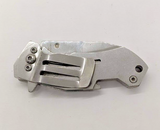 Unique Unbranded Drop Point Plain Edge Silver Frame Lock Folding Pocket Knife