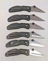 Frost Cutlery (Lot of 6) Folding Pocket Knife Black Plastic Wharncliffe SS Blade