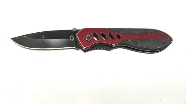 Frost Cutlery Folding Pocket Knife Plain Edge Liner Lock Red & Black Stainless