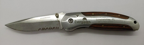 Casselman SS Liner Lock Combination Drop Point Blade Wood Handle Pocket Knife