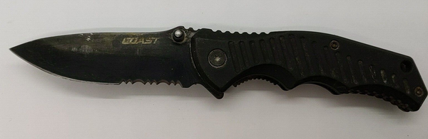 Coast LX313 Liner Lock Combination Drop Point Blade Black Folding Pocket Knife