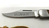 FES Vanadium Valpina II Folding Pocket Knife Plain Edge Lockback Wood SS Handle