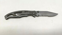 Sheffield Paraframe 4" Closed Folding Pocket Knife Combo Edge Frame Lock Silver