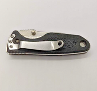 Unbranded Drop Point Combination Blade Liner Lock Black Folding Pocket Knife