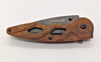 Avalanche Plain Edge Drop Point Liner Lock Wood Handle Folding Pocket Knife