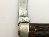 Vtg RARE John Primble Belknap Hdw & Mfg Co #4987 Folding Pocket Knife Moose Bone