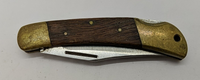 Vintage Unbranded Lockback Plain Trailing Point Blade Wood Handle Pocket Knife