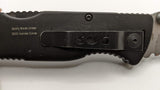 SOG Escape Clip Point Black Partially Serrated Pocket Knife with Fixed Belt Clip