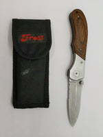 Frost Liner Lock Combination Drop Point Blade Wood Handle Folding Pocket Knife