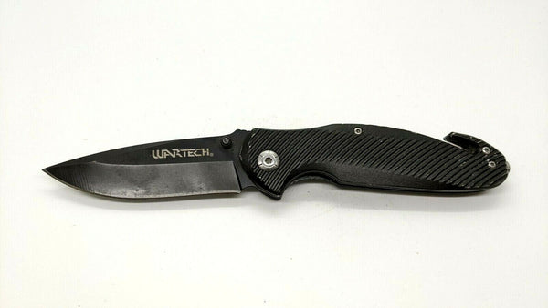 Wartech Rescue Folding Pocket Knife Thumb Assisted Plain Edge Liner Lock Black