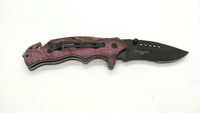 WarTech USA Tactical Folding Pocket Knife Spring Assisted Combo Liner SS Purple