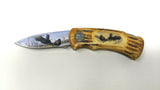 Wild Outdoors Eagle Folding Pocket Knife Faux Bone Handle Stainless Steel Blade