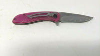 Master USA Ballistic MU-A017 Folding Pocket Knife Liner Plain Edge Pink Plastic