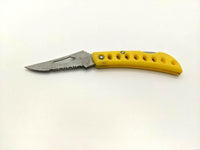 Appalachian Trail Folding Pocket Knife Single Combo Edge Lockback Yellow Plastic