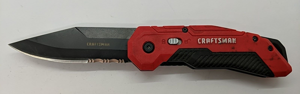 Craftsman Liner Lock Combination Drop Point Blade Red Color Folding Pocket Knife
