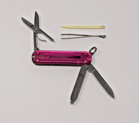 Victorinox Classic SD Transparent Pink SAK 58mm *No Logo* Toothpick Tweezers