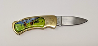 Lender Elk Scene Folding Pocket Knife 3" Drop Point Plain SS Blade