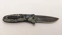 AI Blades Brand Folding Pocket Knife Plain Edge Camo Handle Drop Point Blade