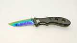Duluth Trading Co. Folding Pocket Knife Plain Edge Liner Lock Rainbow Blade Blk
