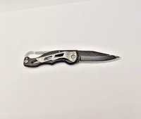 Unbranded Clip Point Plain Edge Black Silver Lock Back Folding Pocket Knife