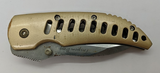 Tarpon Bay Stainless Liner Lock Combination Wharncliffe Gold Color Pocket Knife