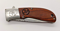 Logo Knife Webb Deer Head Plain EdgeDrop Point Liner Lock Folding Pocket Knife