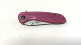 Master USA Ballistic MU-A017 Folding Pocket Knife Liner Plain Edge Pink Plastic