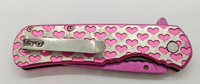 Snake Eye Valentine's Heart Plain Edge Drop Liner Lock Folding Pocket Knife
