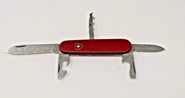 Rare Vintage Victorinox Elinox Spartan Swiss Army Knife Red Corkscrew Can Opener