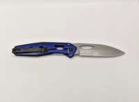 Unbranded Plain Edge Drop Point Blue Liner Lock Folding Pocket Knife W/Belt Clip