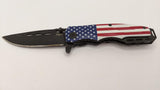 G+W Stainless Steel Folding Pocket Knife American Flag Handle Drop Point Plain