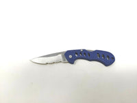 Ridge Runner Lockback Combo Stainless Blade Folding Pocket Knife Blue Handle