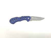 Ridge Runner Lockback Combo Stainless Blade Folding Pocket Knife Blue Handle