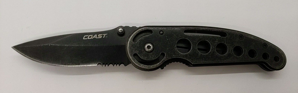 Coast LX240 Liner Lock Combination Drop Point Blade Black Folding Pocket Knife